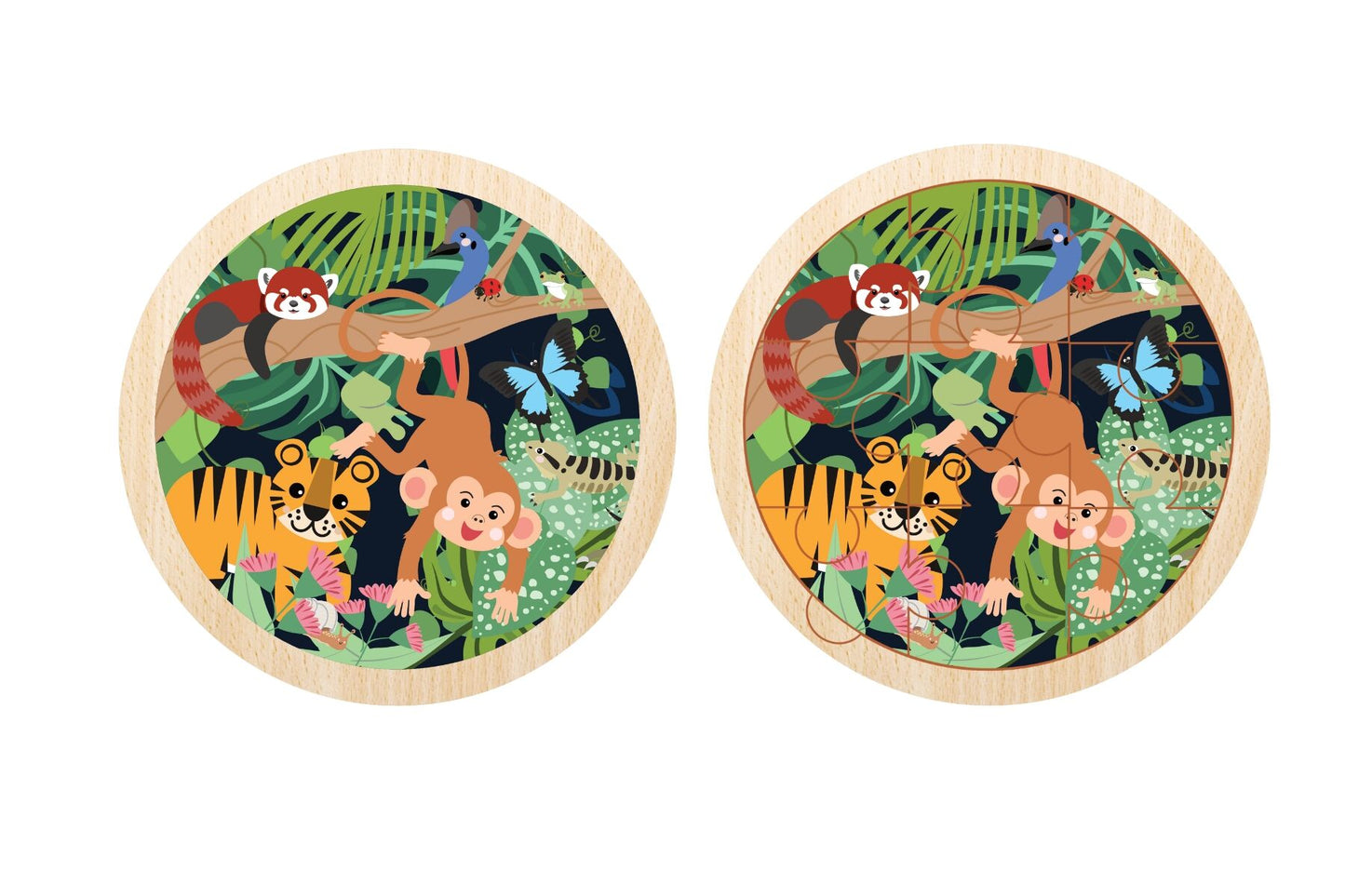 Wild Buddies 9 Pc Round Jigsaw Puzzle Cheeky Monkey