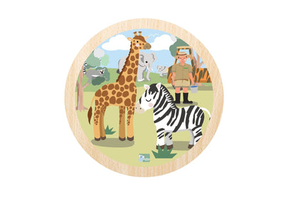 Wild Buddies 9 Pc Round Jigsaw Puzzle Feeding Time