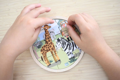 Wild Buddies 9 Pc Round Jigsaw Puzzle Feeding Time
