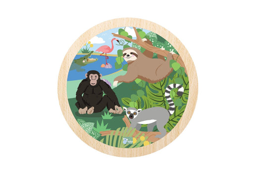 Wild Buddies 9 Pc Round Jigsaw Puzzle Hanging Around