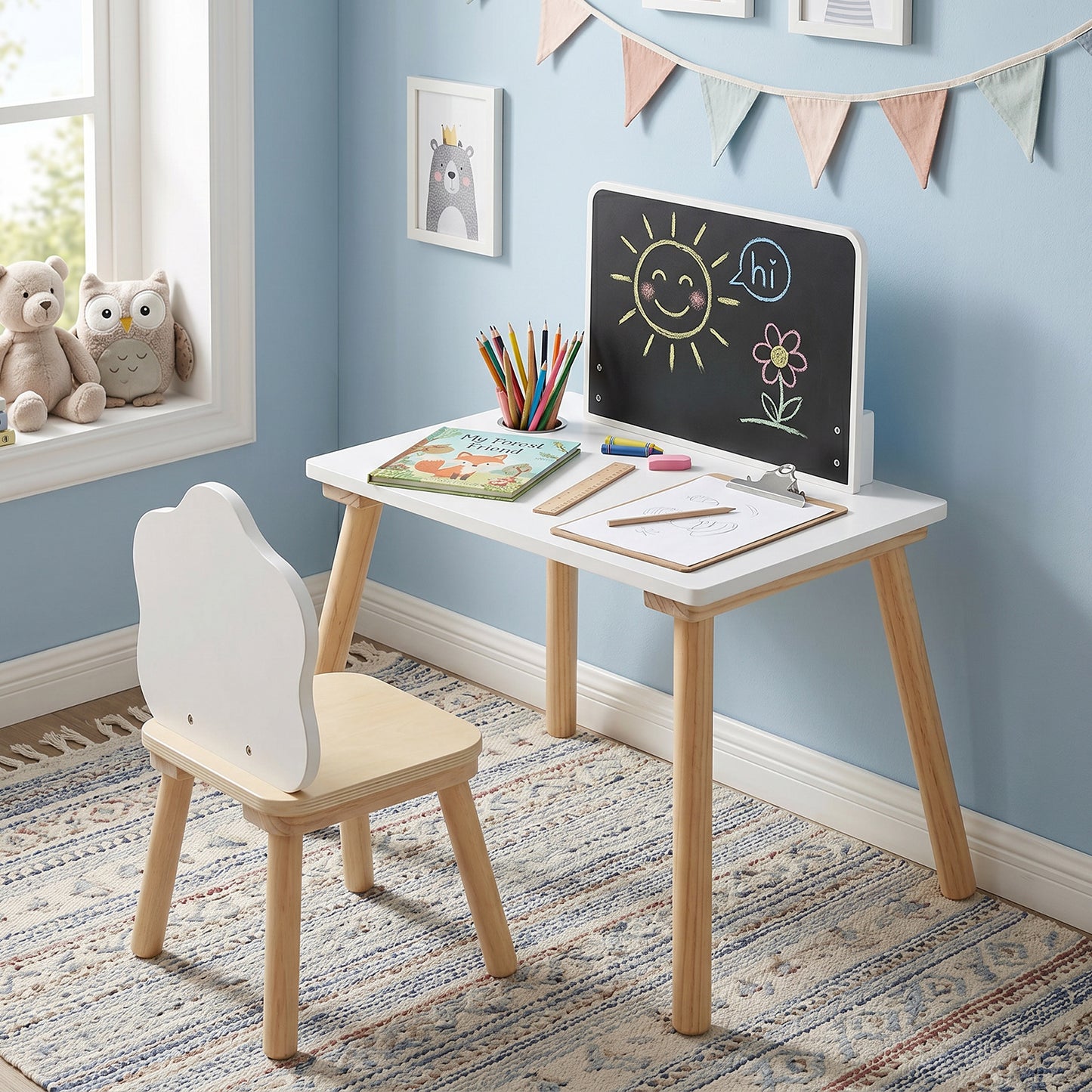 Costway Weaning Table and Chair Set with Chalkboard