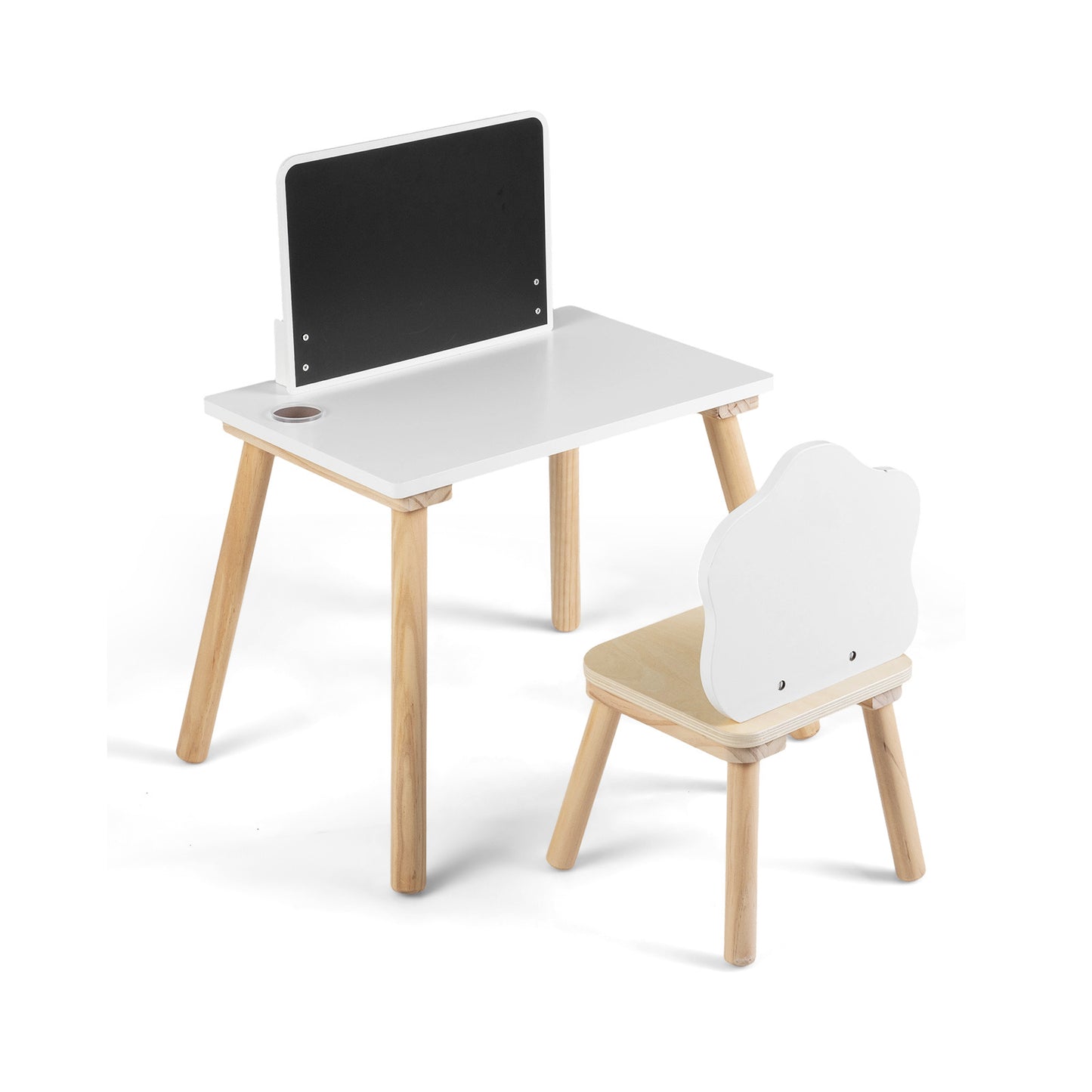 White Kids Weaning Table & Chair Set With Chalkboard | Pine Wood