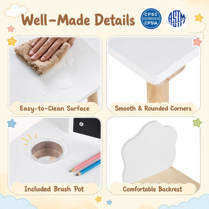 White Kids Weaning Table & Chair Set With Chalkboard | Pine Wood