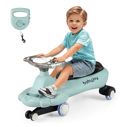 Green Wiggle Car | LED Lights Music Horn Hauling Rope Storage