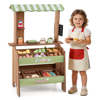 Wooden Mud Grocery Store for Kids | 43 Accessories & Chalkboard
