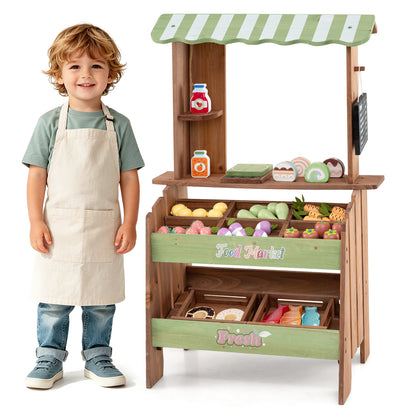 Wooden Mud Grocery Store for Kids | 43 Accessories & Chalkboard