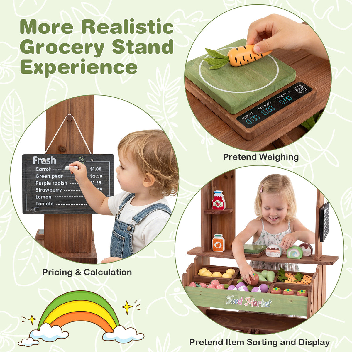 Wooden Mud Grocery Store for Kids | 43 Accessories & Chalkboard