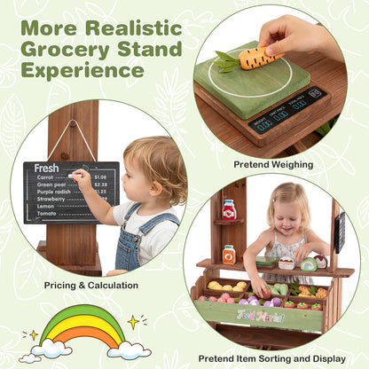 Wooden Mud Grocery Store for Kids | 43 Accessories & Chalkboard