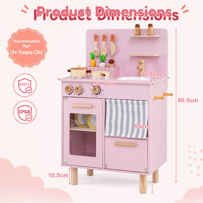 Pink Wooden Play Kitchen Set | Role Play Toy for Kids