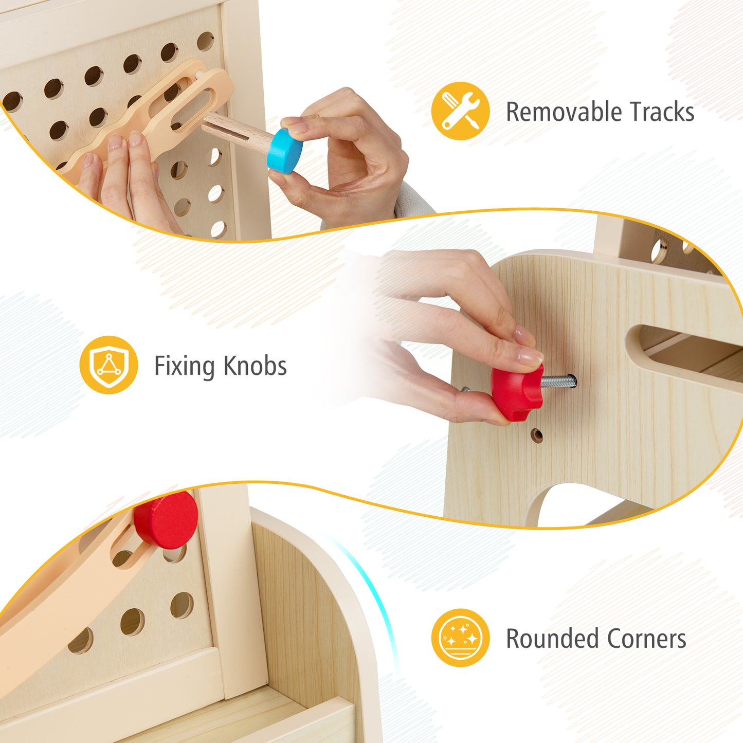 2 In 1 Natural Wooden Kids Easel | Whiteboard & Marble Run