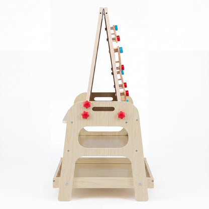 2 In 1 Natural Wooden Kids Easel | Whiteboard & Marble Run