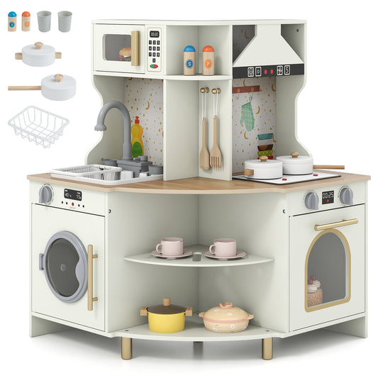 Beige Corner Kitchen Playset | Water Cycle & LED Stove Sounds