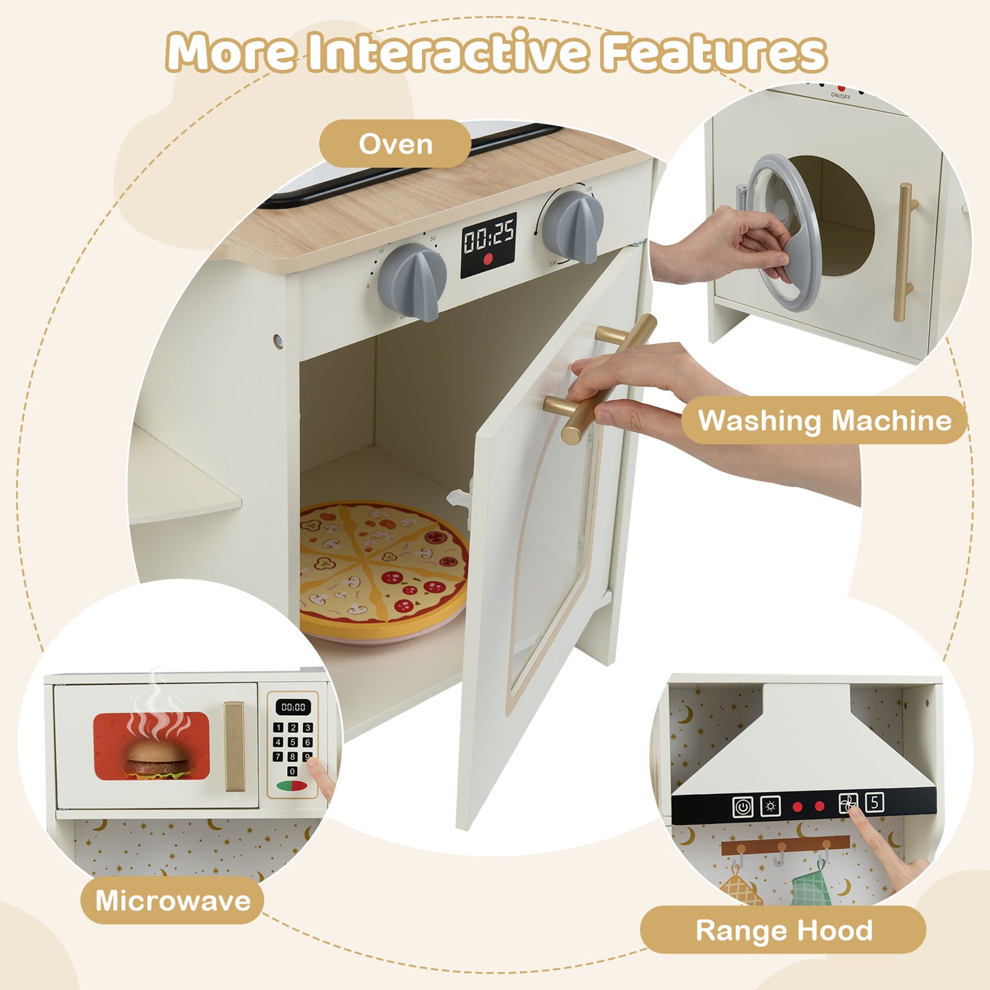 Beige Corner Kitchen Playset | Water Cycle & LED Stove Sounds