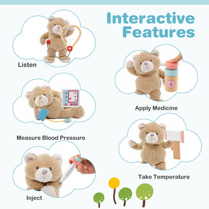 24-Piece Wooden Doctor Play Set | Blue Medical Kit Toys