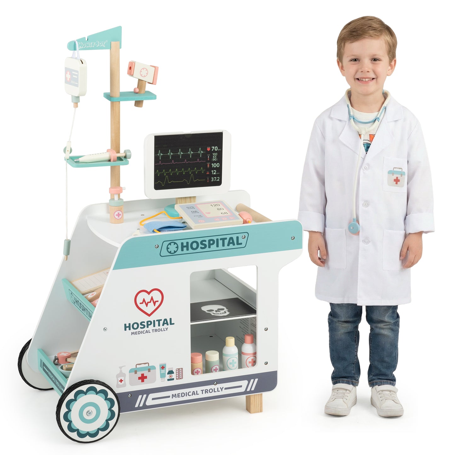 Wooden Doctor Playset Green | CT Machine & Medical Accessories