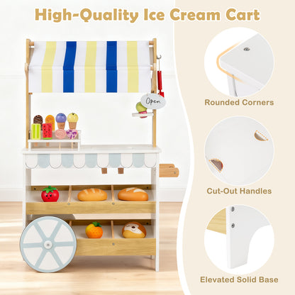 White Wooden Ice Cream Cart | 2-in-1 Mobile Play Store