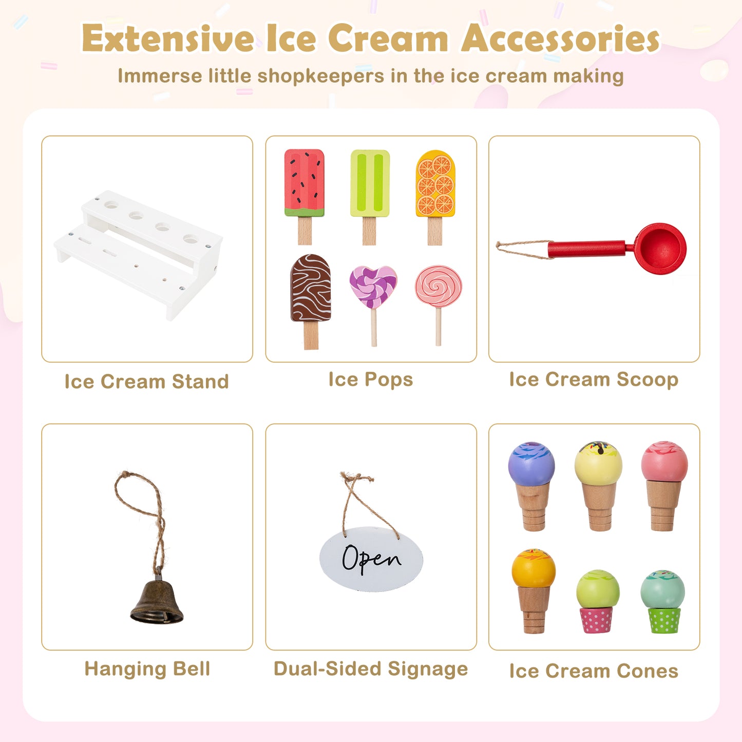 White Wooden Ice Cream Cart | 2-in-1 Mobile Play Store