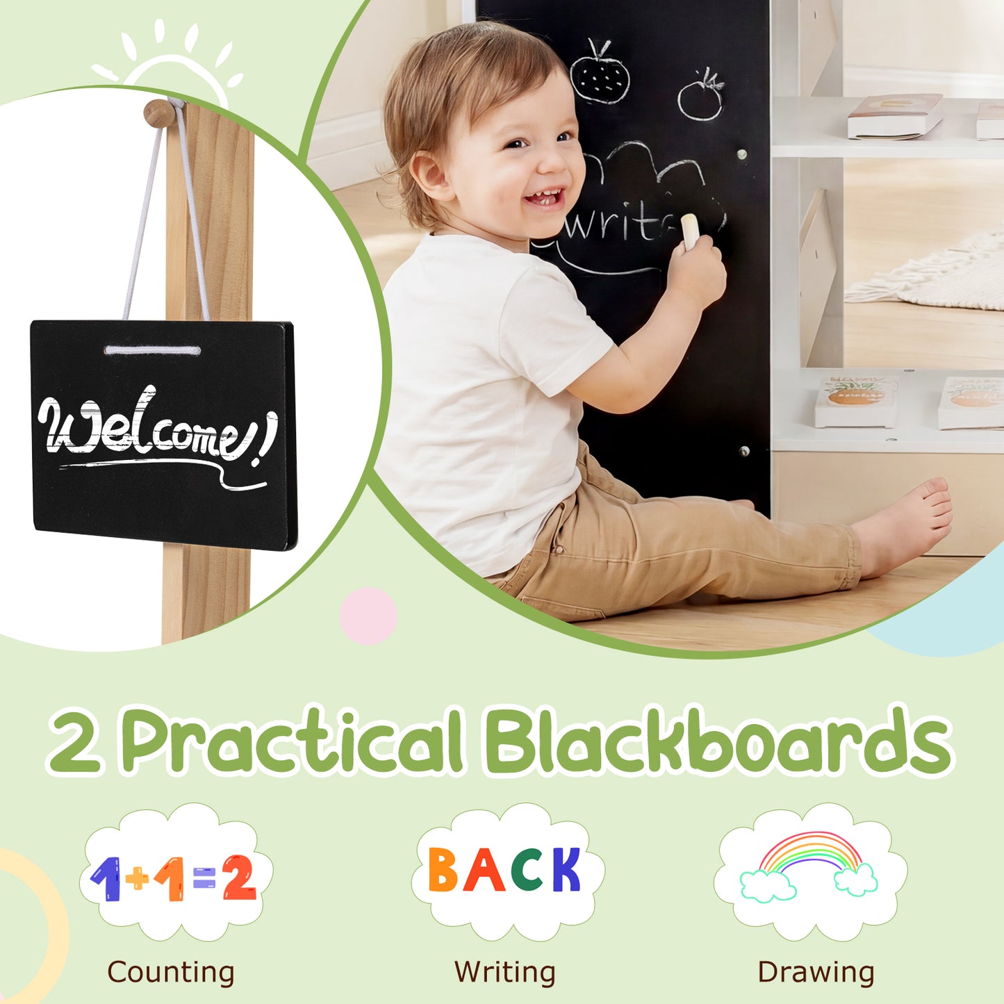 Natural Wood Kids Grocery Store Playset | Shopping Cart Vending