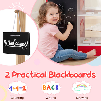 Red Kids Grocery Store Playset | Shopping Cart Vending Machine