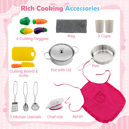 Pink Wooden Kids Corner Play Kitchen | Lights Sounds & Water