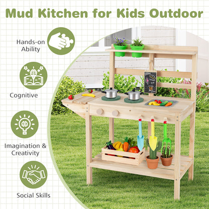 Natural Wood Kitchen Playset | Stoves Sink Chalkboard Kids 3+