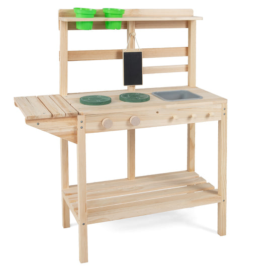 Natural Wood Kitchen Playset | Stoves Sink Chalkboard Kids 3+