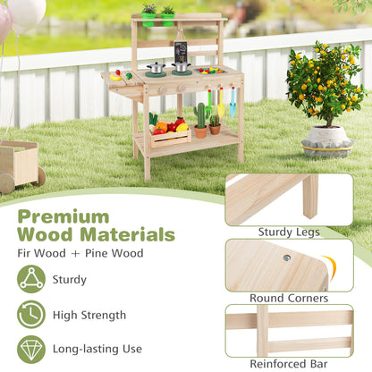 Natural Wood Kitchen Playset | Stoves Sink Chalkboard Kids 3+