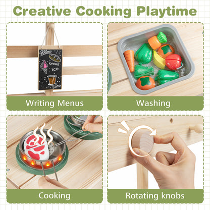 Natural Wood Kitchen Playset | Stoves Sink Chalkboard Kids 3+