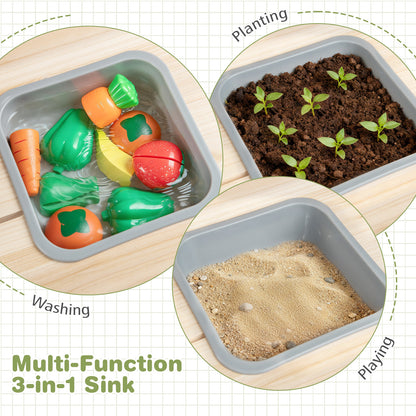 Natural Wood Kitchen Playset | Stoves Sink Chalkboard Kids 3+