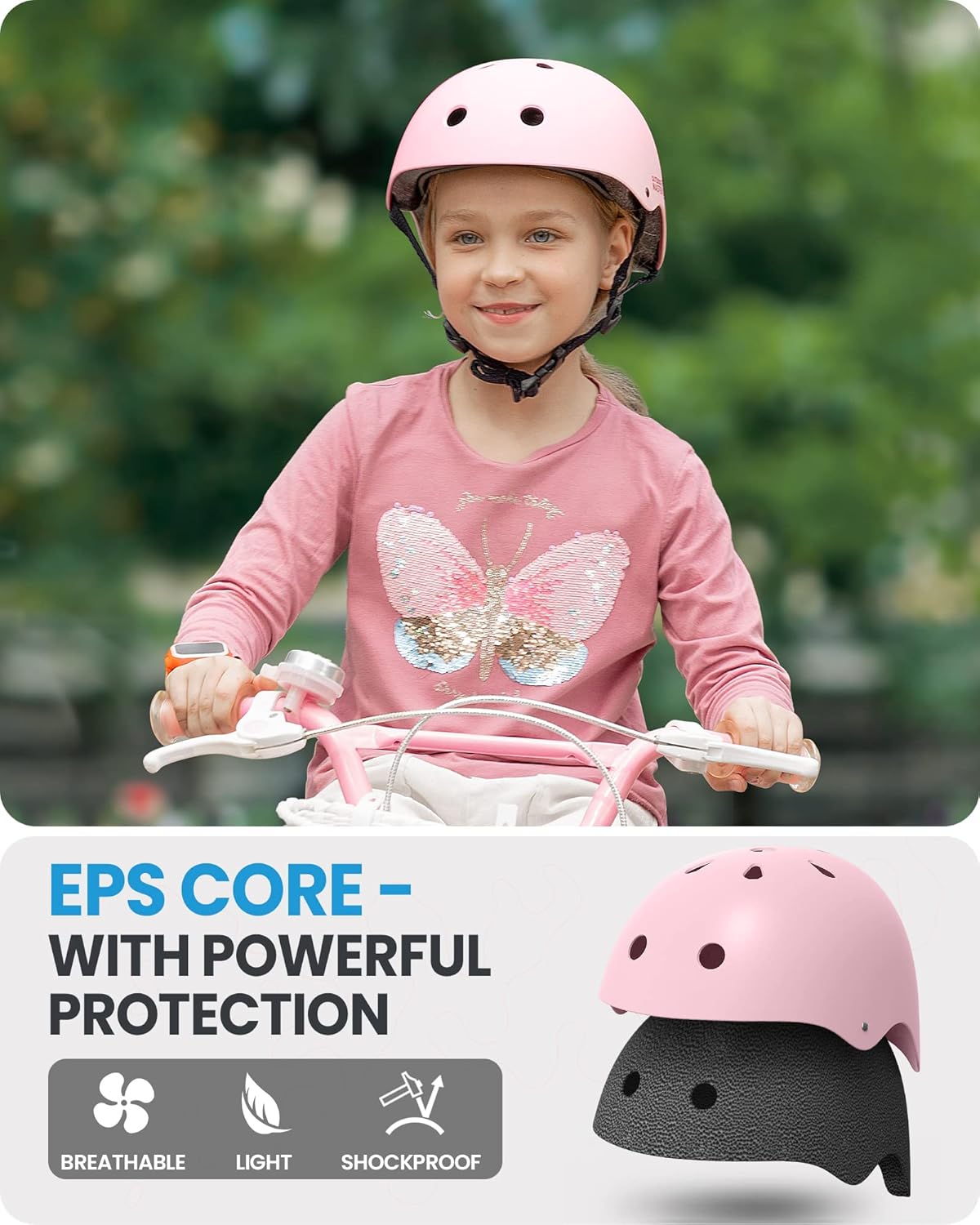 Outdoor Master Youth & Kids Bike Helmet Light Pink Large