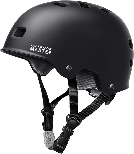 Outdoor Master Skateboard Cycling Helmet for Adults Black Small