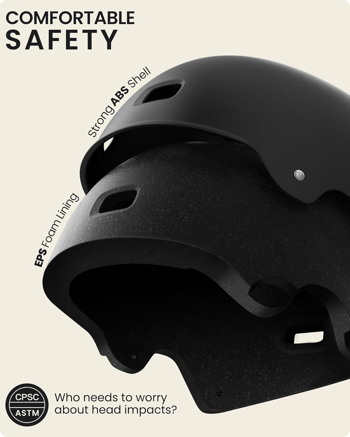 Outdoor Master Skateboard Cycling Helmet for Adults Black Small