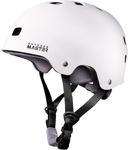 Outdoor Master Skateboard Bike Helmet for Adults & Youth White Small