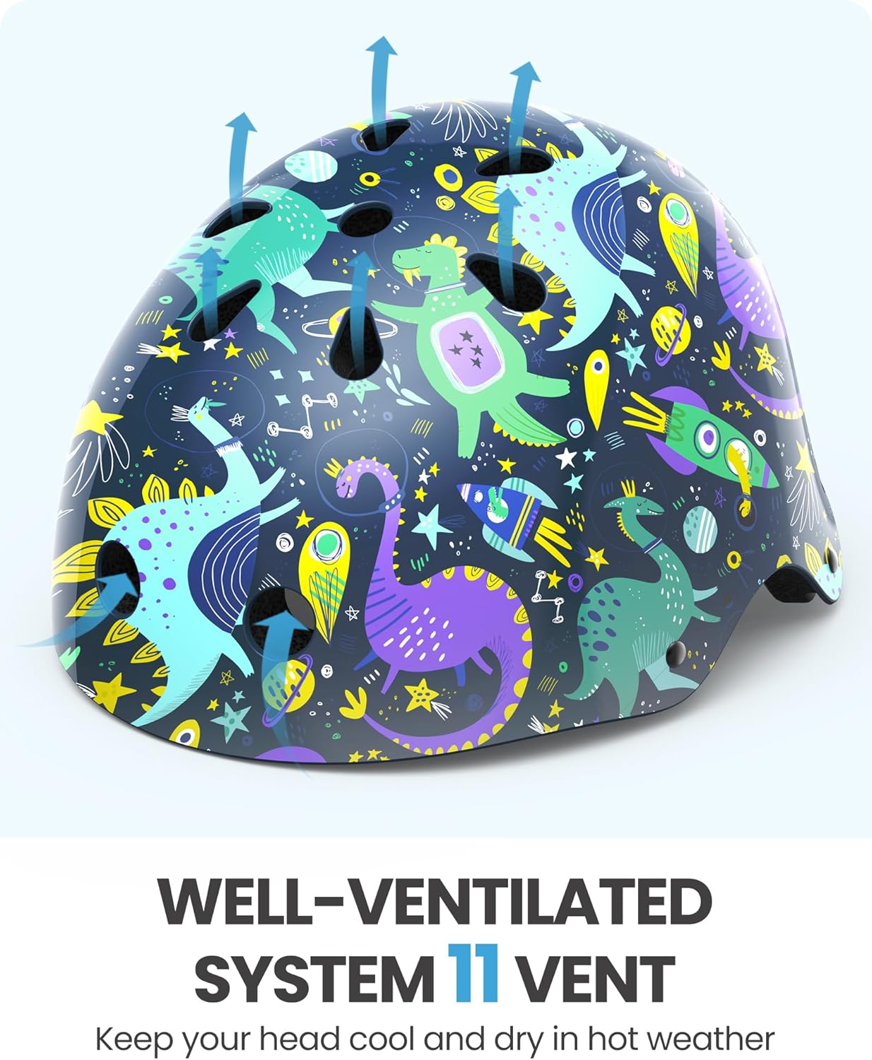 Outdoor Master Youth & Kids Bike Helmet Graffiti-style Dino Volcanoland Large