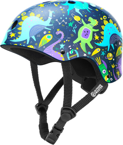Outdoor Master Youth & Kids Bike Helmet Blue Dinosaur Small