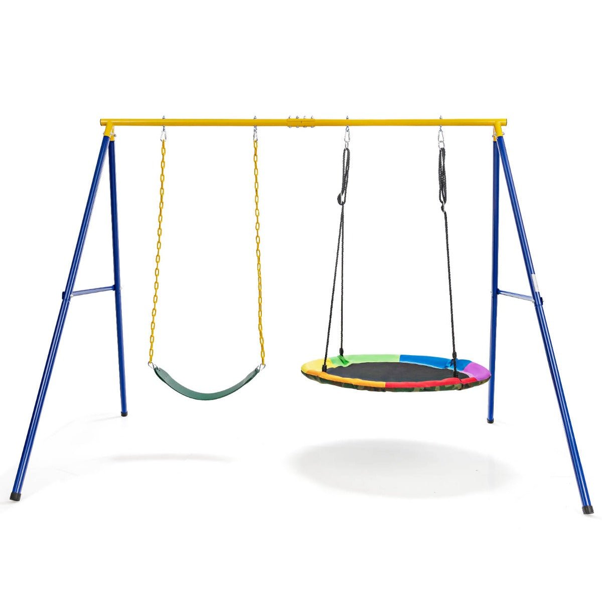 A-Frame Swing Set with Belt and Saucer Swing Seat - Kids Mega Mart