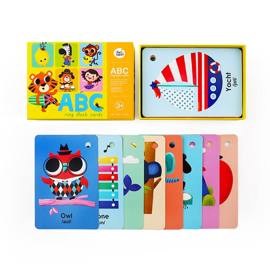 Colorful ABC alphabet flash cards for fun and educational home learning activities for children.