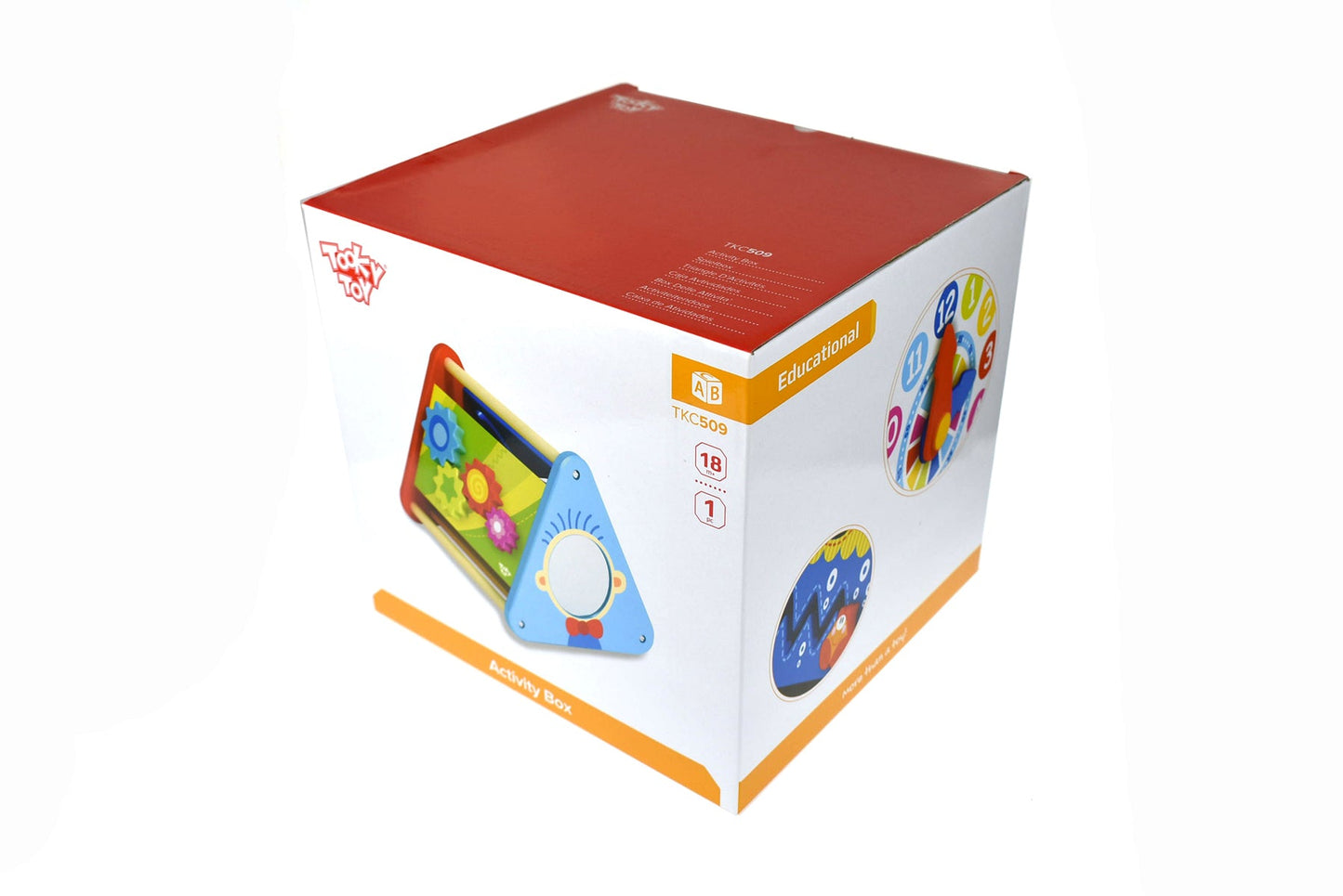 Colorful kids activity box filled with educational games and crafts for home learning fun.