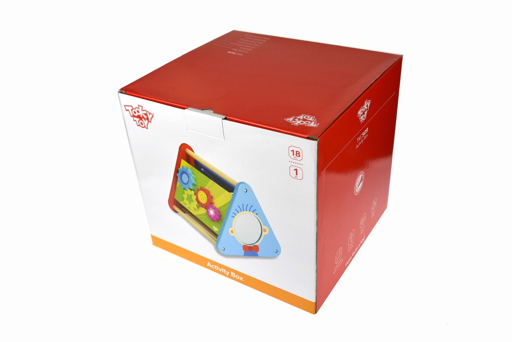 Kids activity box filled with crafts, games, and educational activities for home entertainment.