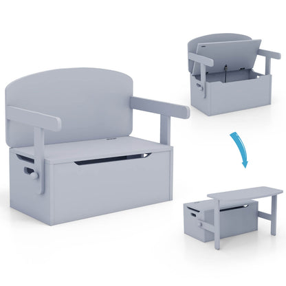 Grey 3-in-1 Kids Activity Bench with Storage - Fun, versatile furniture for playrooms.