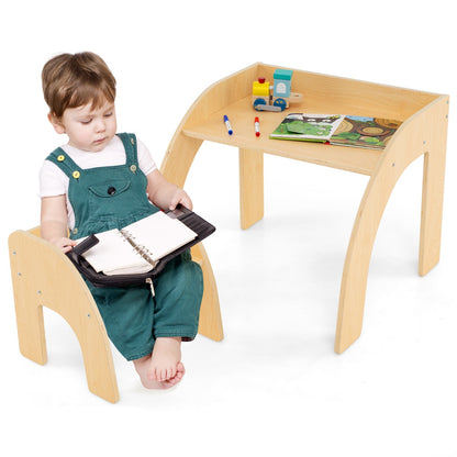 Kids Activity Table And Chair Set | Natural Wood Wide Tabletop