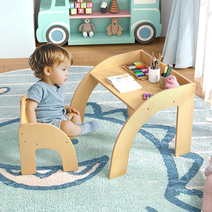 Kids Activity Table And Chair Set | Natural Wood Wide Tabletop