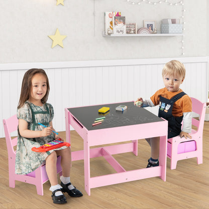 Kids 3-in-1 Activity Table with Whiteboard, Chalkboard, Storage - Ideal for Creative Play