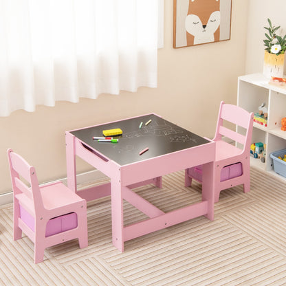 Kids 3-in-1 Activity Table Set with Whiteboard, Chalkboard, and Storage - Ideal for creative play at home