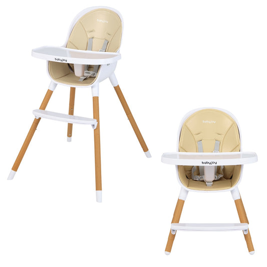 Versatile 4-in-1 baby high chair with adjustable tray for comfortable dining experience.