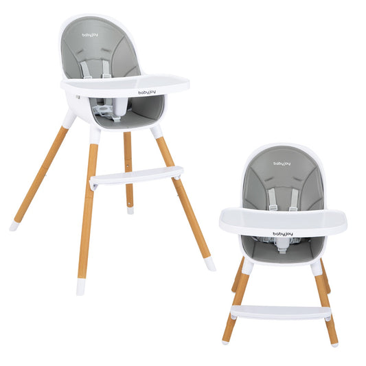 Versatile 4-in-1 baby high chair with adjustable tray for feeding and mealtime.