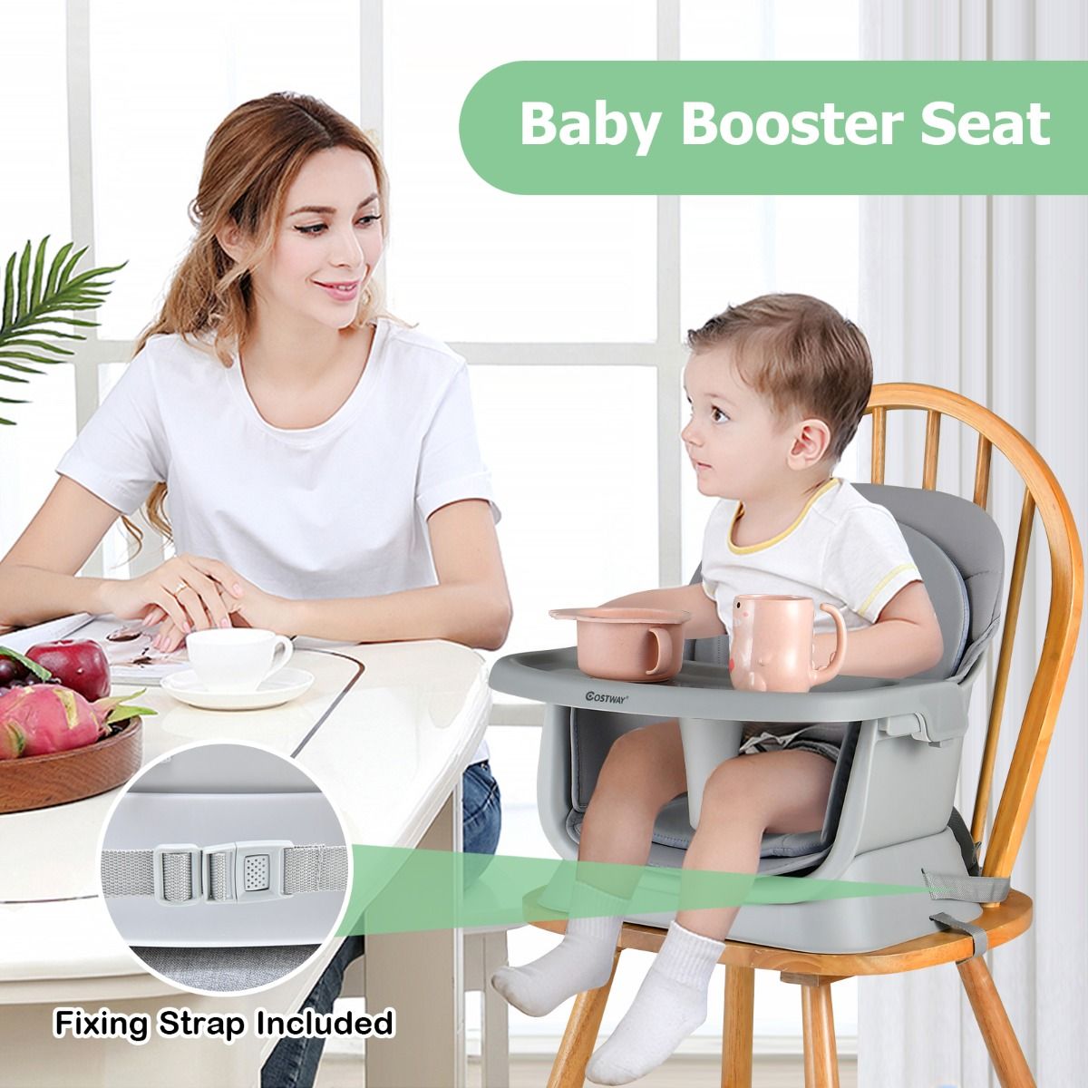 High Chair Grey | 8-in-1 Convertible Seat with Block Table