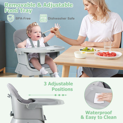 High Chair Grey | 8-in-1 Convertible Seat with Block Table
