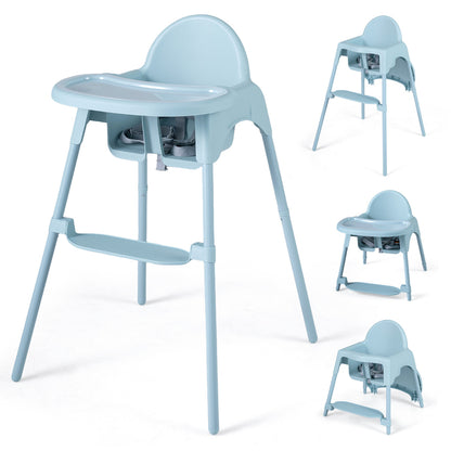 Blue 4-in-1 Convertible Baby High Chair | 2 Heights & Tray