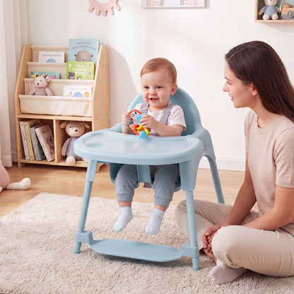 Blue 4-in-1 Convertible Baby High Chair | 2 Heights & Tray
